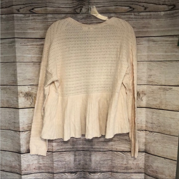 Anthropologie Moth Pointelle Peplum Cardigan M - Picture 4 of 6